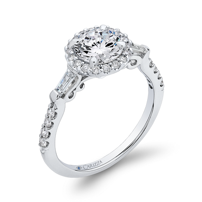 Round Diamond Halo Engagement Ring in 14K White Gold (Semi-Mount)