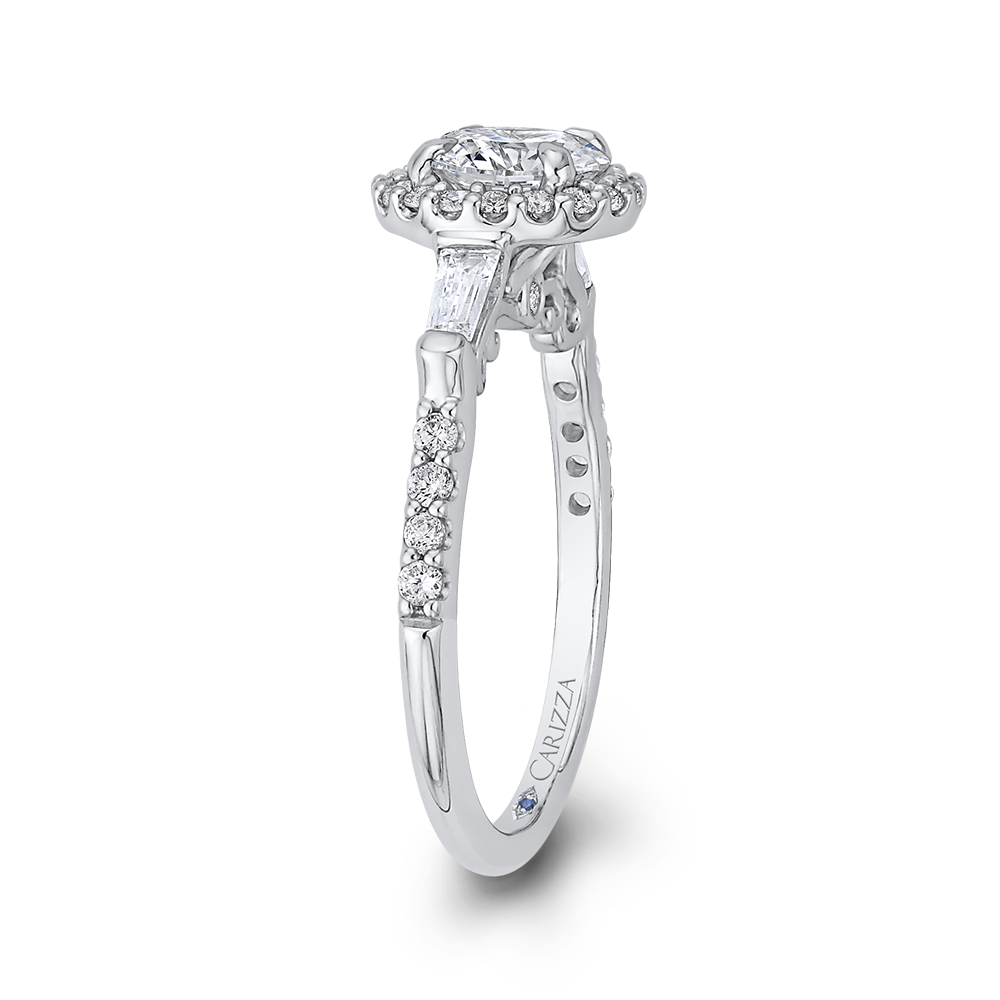 Round Diamond Halo Engagement Ring in 14K White Gold (Semi-Mount)