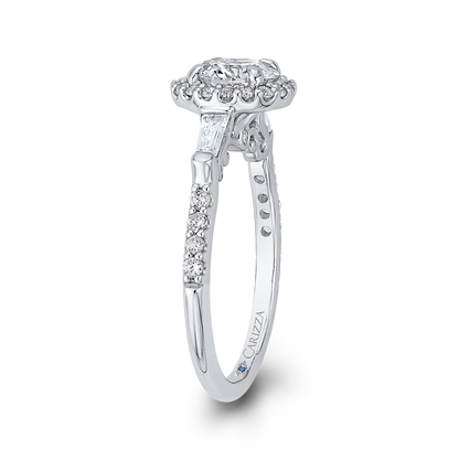 Round Diamond Halo Engagement Ring in 14K White Gold (Semi-Mount)