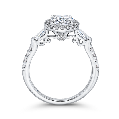 Round Diamond Halo Engagement Ring in 14K White Gold (Semi-Mount)