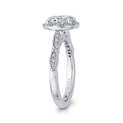 Round Diamond Halo Engagement Ring in 14K White Gold (Semi-Mount)