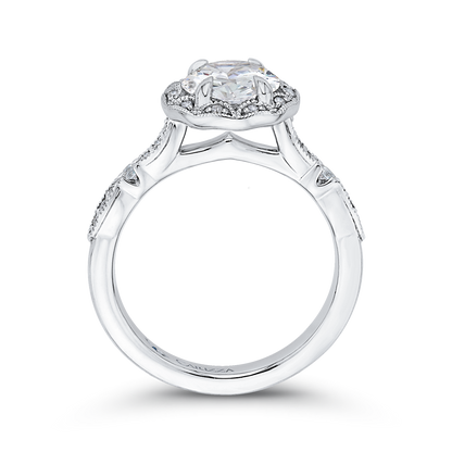 Round Diamond Halo Engagement Ring in 14K White Gold (Semi-Mount)