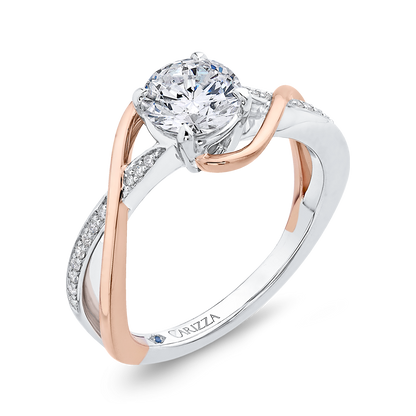 Split Shank Round Diamond Engagement Ring in 14K Two Tone Gold (Semi-Mount)