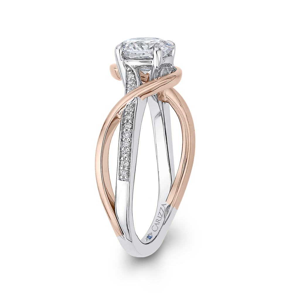 Split Shank Round Diamond Engagement Ring in 14K Two Tone Gold (Semi-Mount)