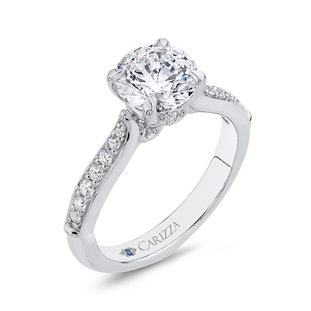 Round Diamond Engagement Ring in 14K White Gold (Semi-Mount)