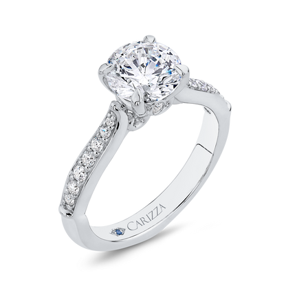 Round Diamond Engagement Ring in 14K White Gold (Semi-Mount)