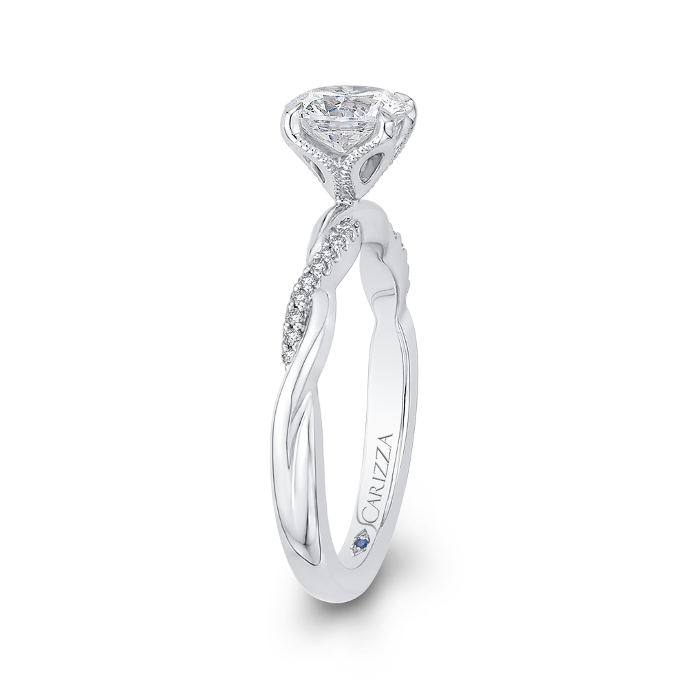 Round Diamond Engagement Ring with Criss-Cross Shank in 14K White Gold (Semi-Mount)