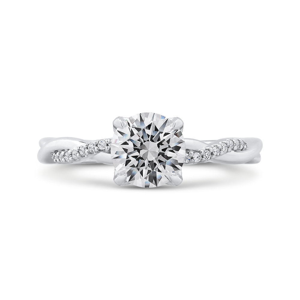 Round Diamond Engagement Ring with Criss-Cross Shank in 14K White Gold (Semi-Mount)