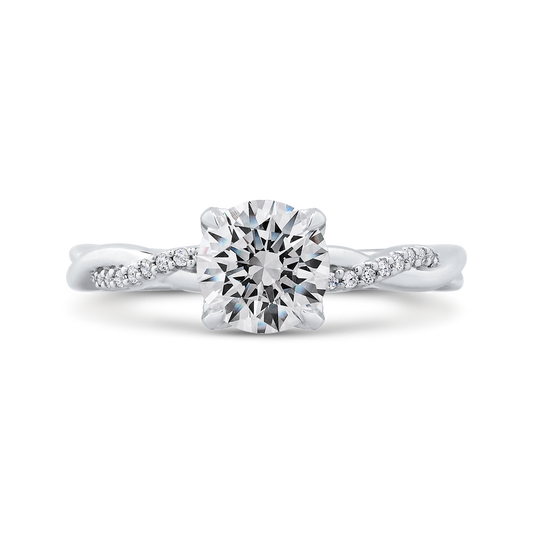 Round Diamond Engagement Ring with Criss-Cross Shank in 14K White Gold (Semi-Mount)