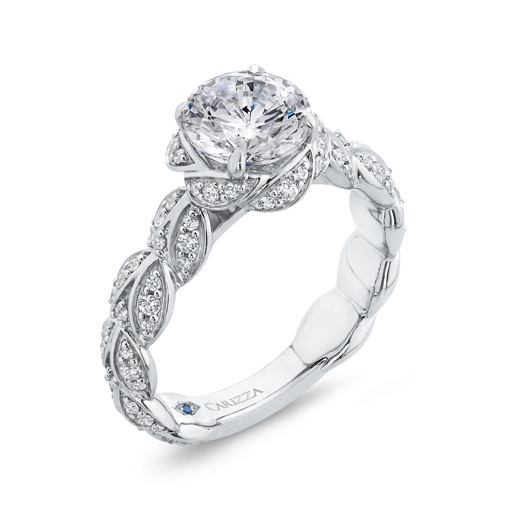 Round Diamond Engagement Ring in 14K White Gold (Semi-Mount)