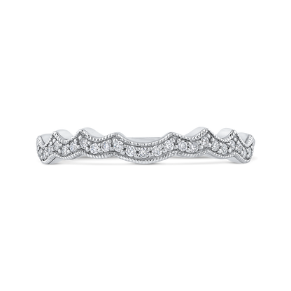 Round Diamond Half-Eternity Wedding Band in 14K White Gold