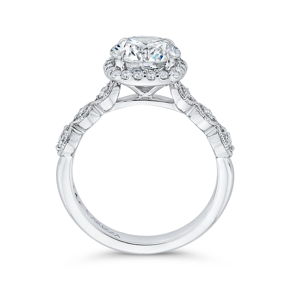 Diamond Halo Engagement Ring in 14K White Gold (Semi-Mount)