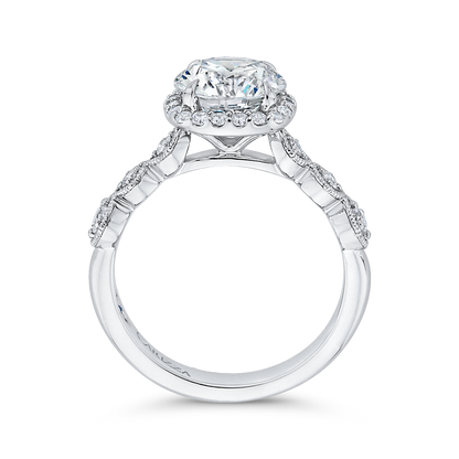 Diamond Halo Engagement Ring in 14K White Gold (Semi-Mount)