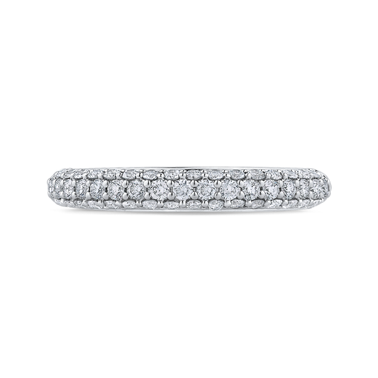 Round Diamond Half-Eternity Wedding Band in 14K White Gold