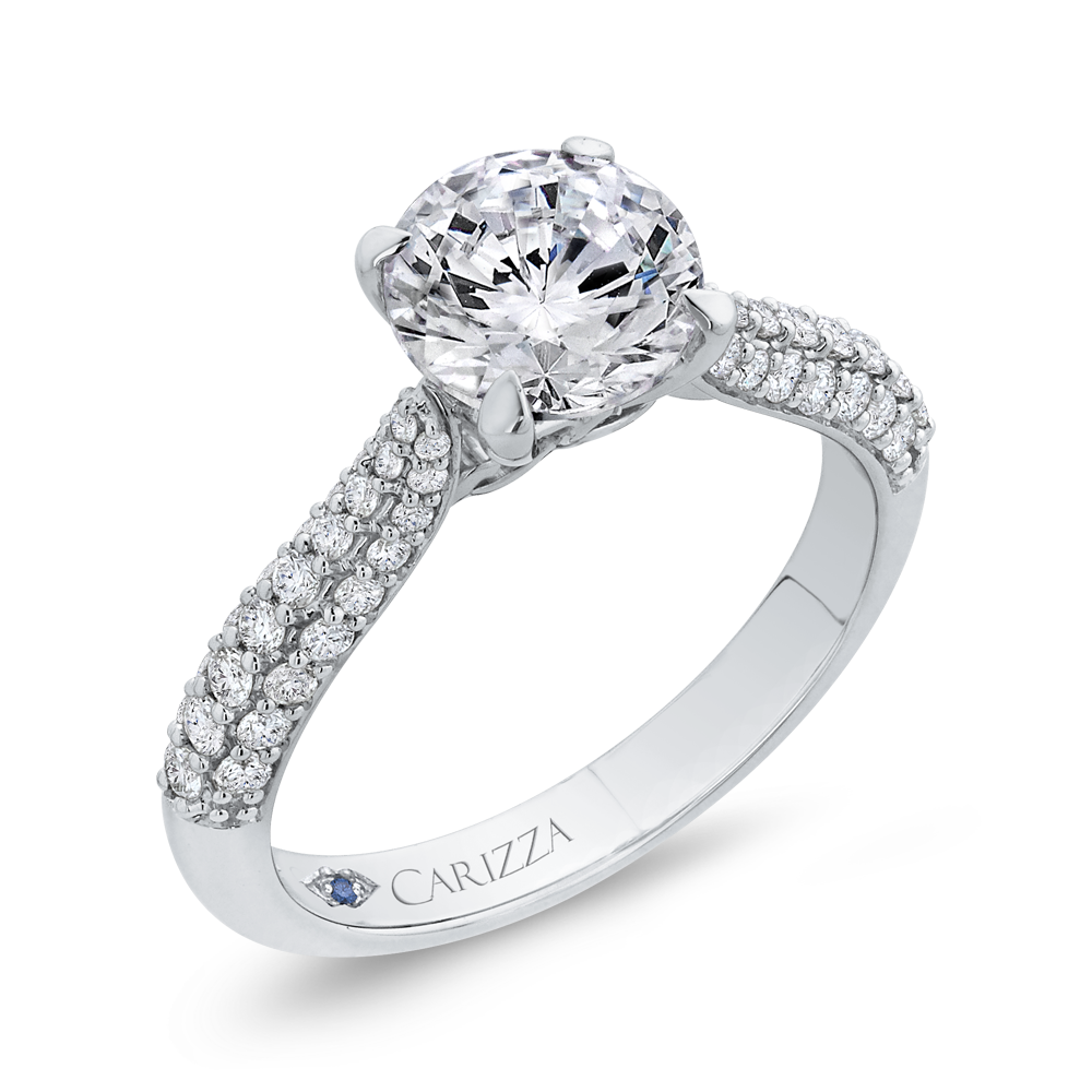 Round Diamond Engagement Ring in 14K White Gold (Semi-Mount)