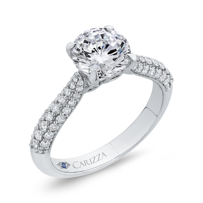 Round Diamond Engagement Ring in 14K White Gold (Semi-Mount)