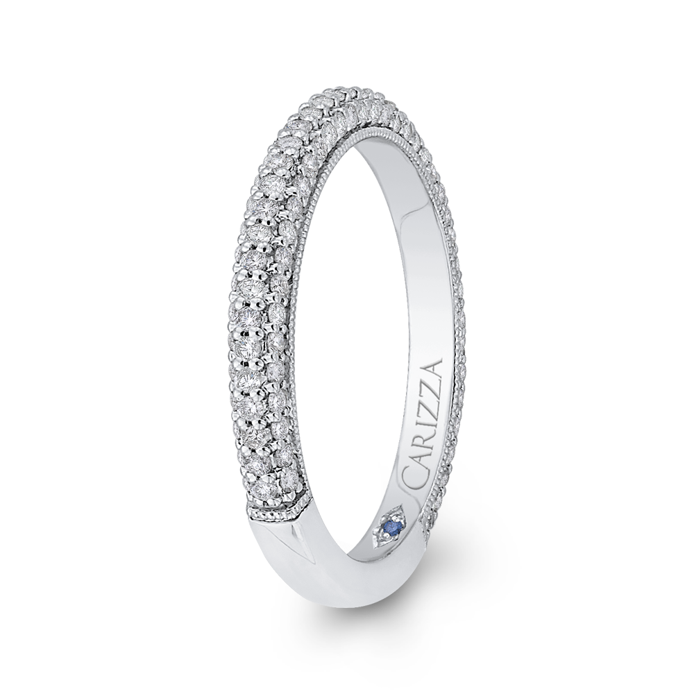 Round Diamond Wedding Band in 14K White Gold
