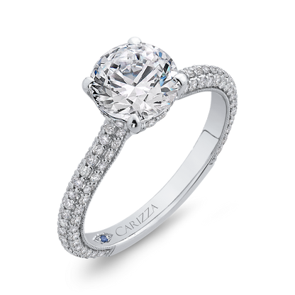 Round Diamond Cathedral Style Engagement Ring in 14K White Gold (Semi-Mount)