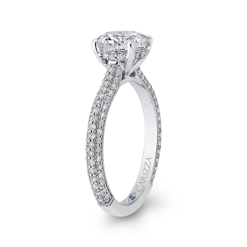 Round Diamond Cathedral Style Engagement Ring in 14K White Gold (Semi-Mount)