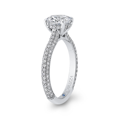 Round Diamond Cathedral Style Engagement Ring in 14K White Gold (Semi-Mount)