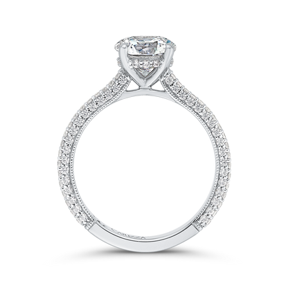 Round Diamond Cathedral Style Engagement Ring in 14K White Gold (Semi-Mount)