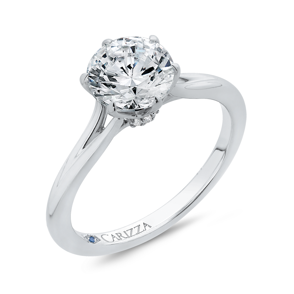 Split Shank Round Diamond Cathedral Style Engagement Ring in 14K White Gold (Semi-Mount)