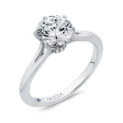 Split Shank Round Diamond Cathedral Style Engagement Ring in 14K White Gold (Semi-Mount)