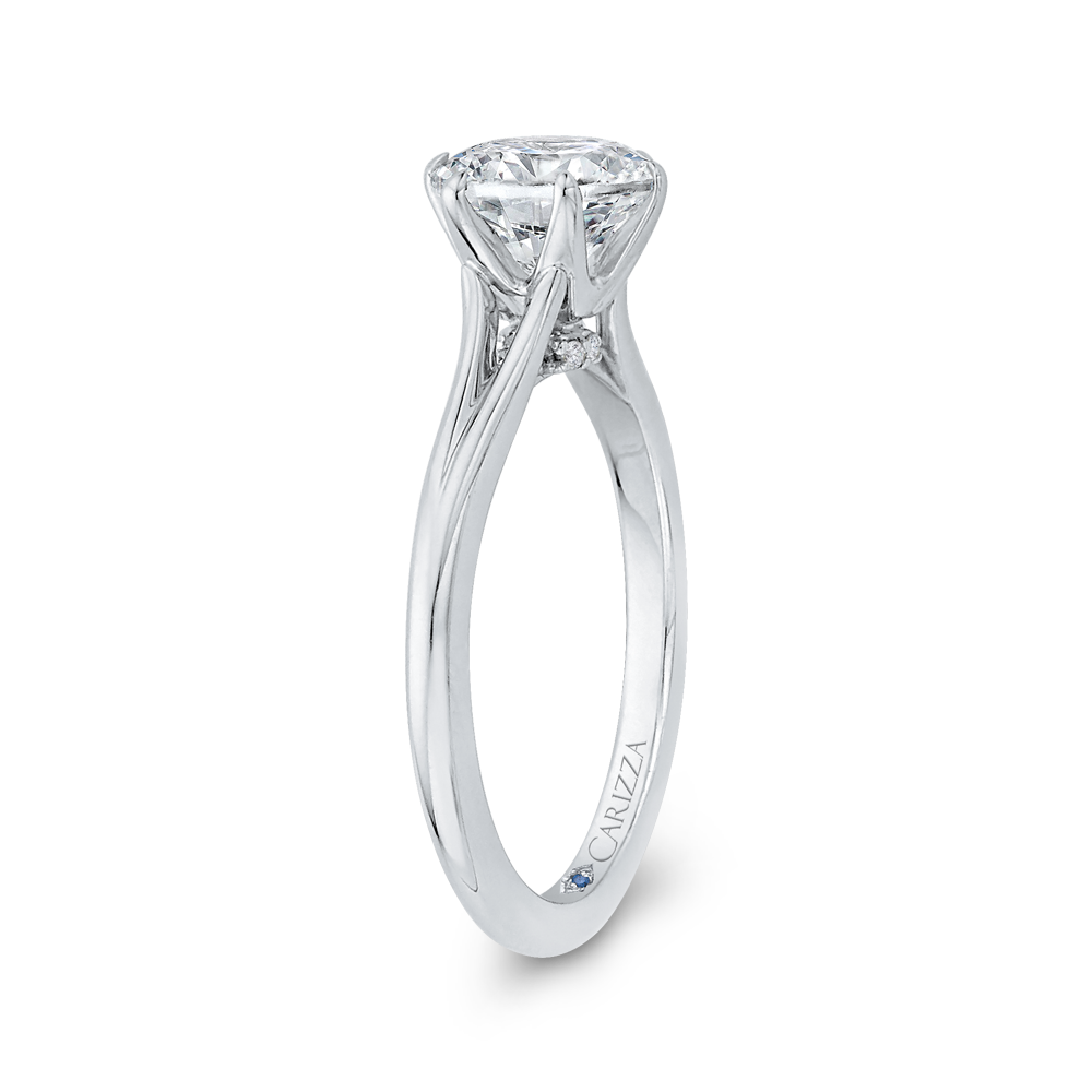 Split Shank Round Diamond Cathedral Style Engagement Ring in 14K White Gold (Semi-Mount)