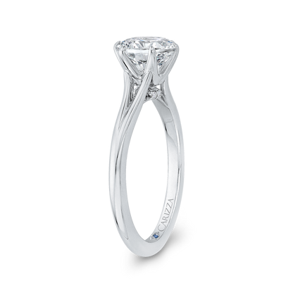 Split Shank Round Diamond Cathedral Style Engagement Ring in 14K White Gold (Semi-Mount)