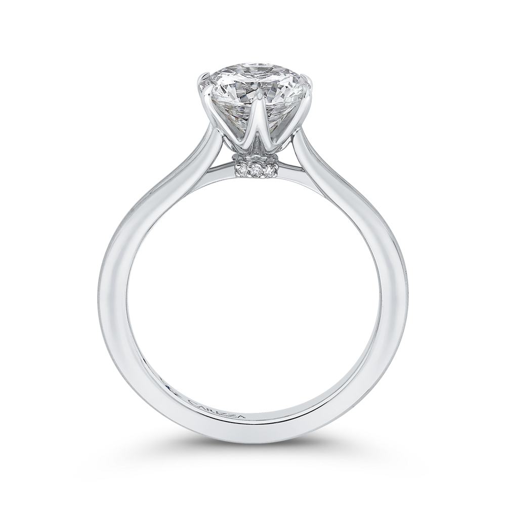 Split Shank Round Diamond Cathedral Style Engagement Ring in 14K White Gold (Semi-Mount)