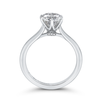 Split Shank Round Diamond Cathedral Style Engagement Ring in 14K White Gold (Semi-Mount)