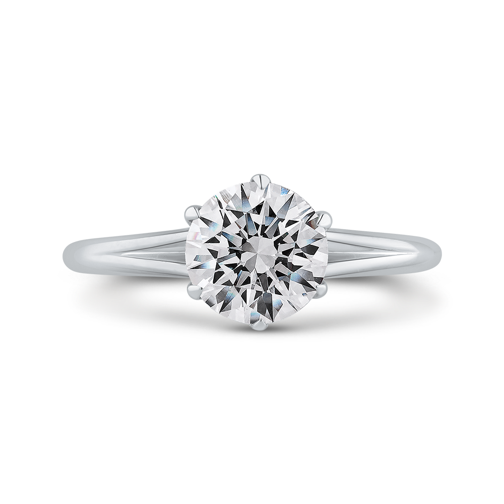 Split Shank Round Diamond Cathedral Style Engagement Ring in 14K White Gold (Semi-Mount)