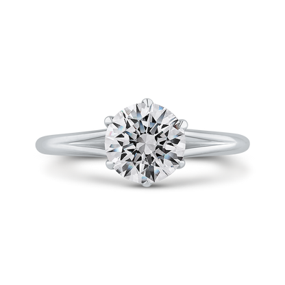 Split Shank Round Diamond Cathedral Style Engagement Ring in 14K White Gold (Semi-Mount)