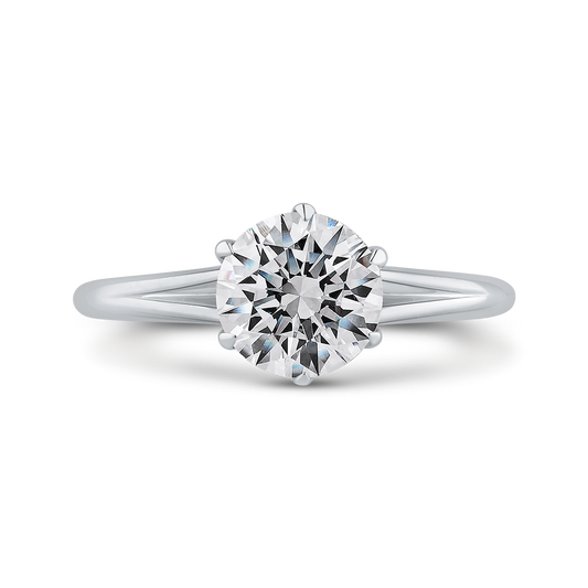 Split Shank Round Diamond Cathedral Style Engagement Ring in 14K White Gold (Semi-Mount)