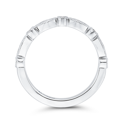 Round Diamond Half-Eternity Wedding Band in 14K White Gold