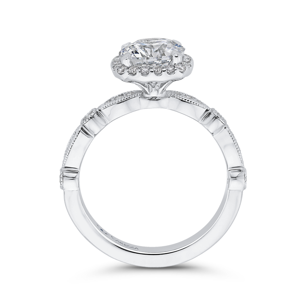 Diamond Halo Engagement Ring in 14K White Gold (Semi-Mount)