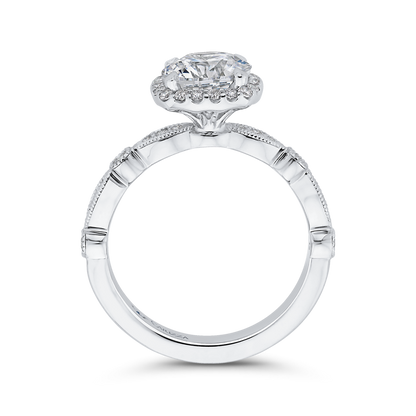 Diamond Halo Engagement Ring in 14K White Gold (Semi-Mount)