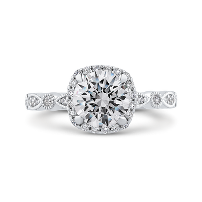 Diamond Halo Engagement Ring in 14K White Gold (Semi-Mount)