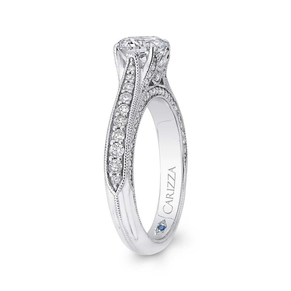 Round Diamond Cathedral Style Engagement Ring in 14K White Gold (Semi-Mount)