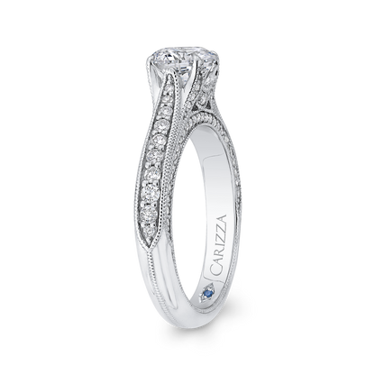 Round Diamond Cathedral Style Engagement Ring in 14K White Gold (Semi-Mount)