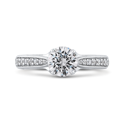 Round Diamond Cathedral Style Engagement Ring in 14K White Gold (Semi-Mount)