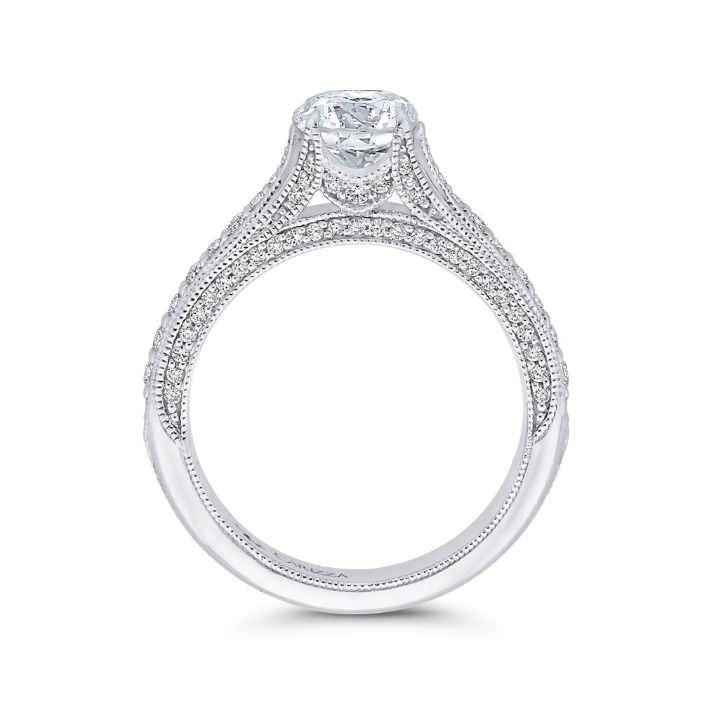 Round Diamond Cathedral Style Engagement Ring in 14K White Gold (Semi-Mount)