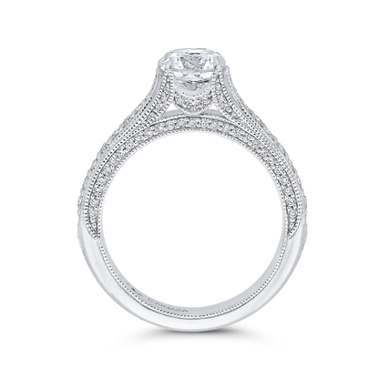 Round Diamond Cathedral Style Engagement Ring in 14K White Gold (Semi-Mount)