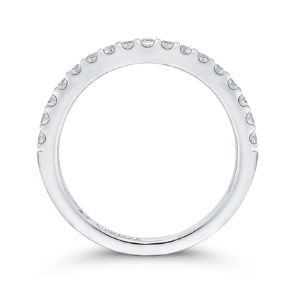 Round Diamond Half-Eternity Wedding Band in 14K White Gold