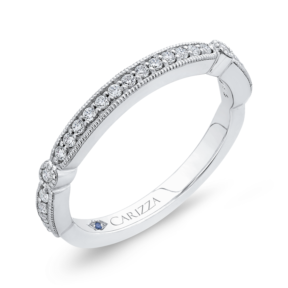 Round Diamond Wedding Band in 14K White Gold