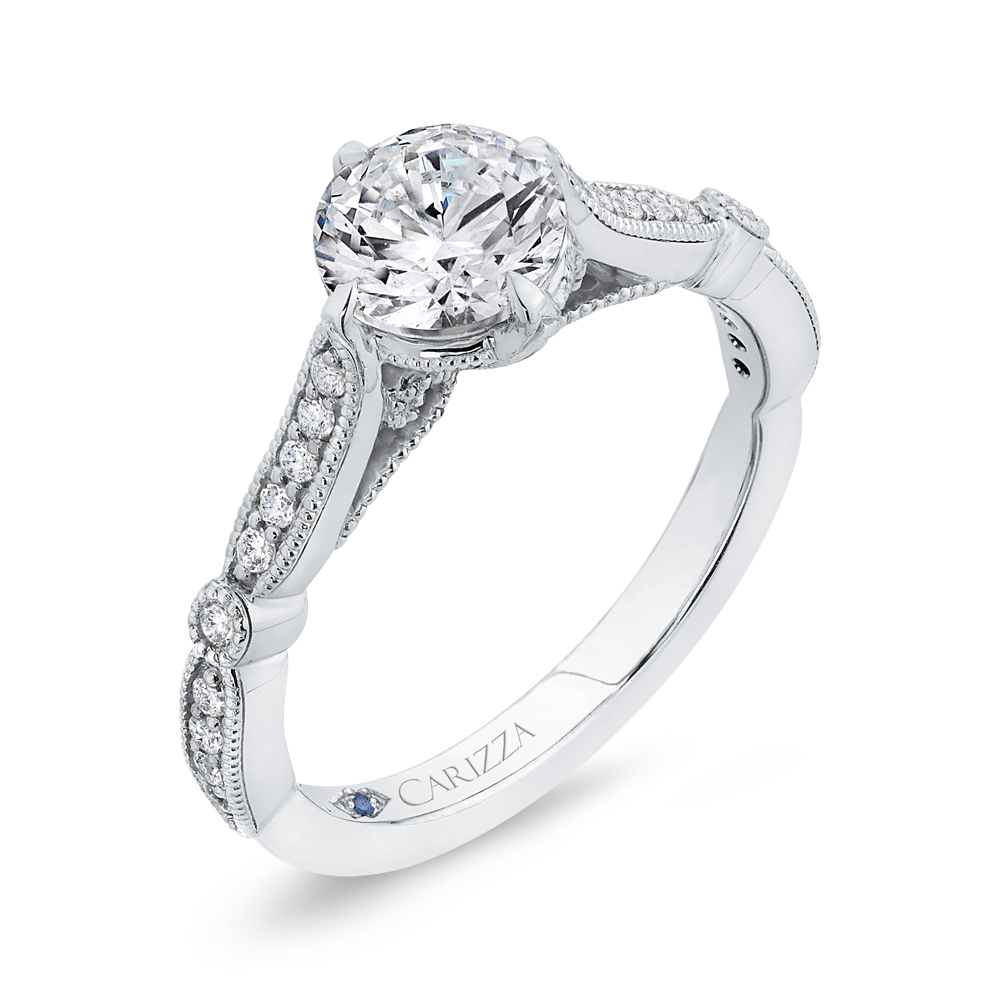 Round Diamond Engagement Ring in 14K White Gold (Semi-Mount)