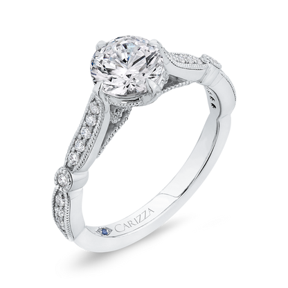 Round Diamond Engagement Ring in 14K White Gold (Semi-Mount)