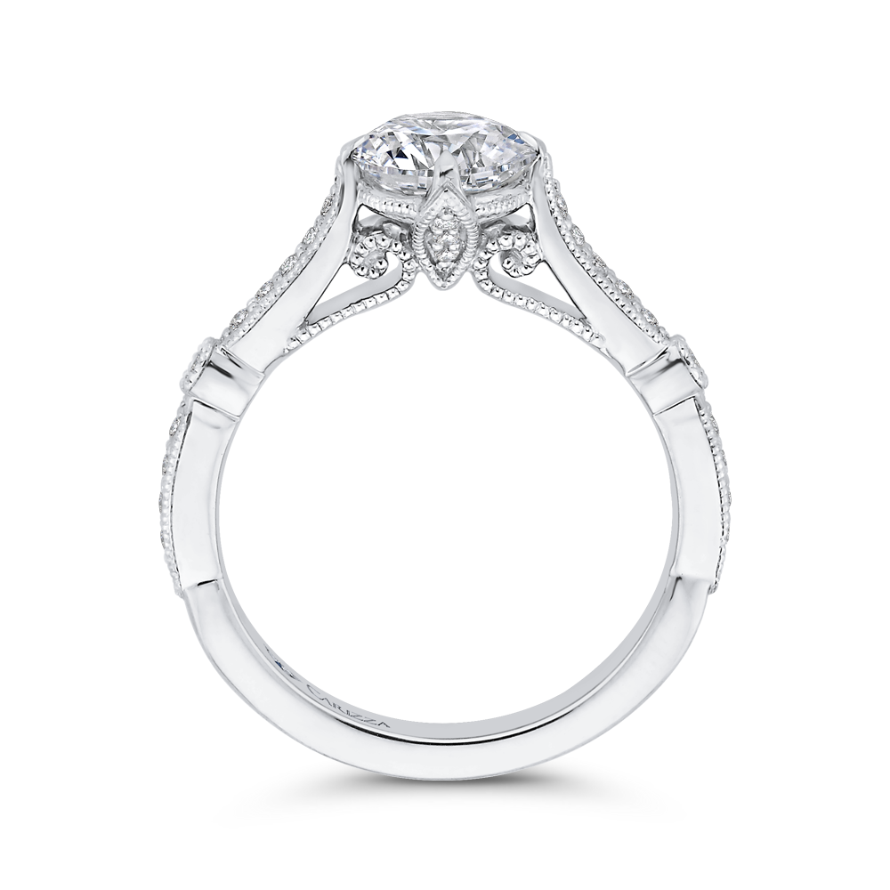 Round Diamond Engagement Ring in 14K White Gold (Semi-Mount)