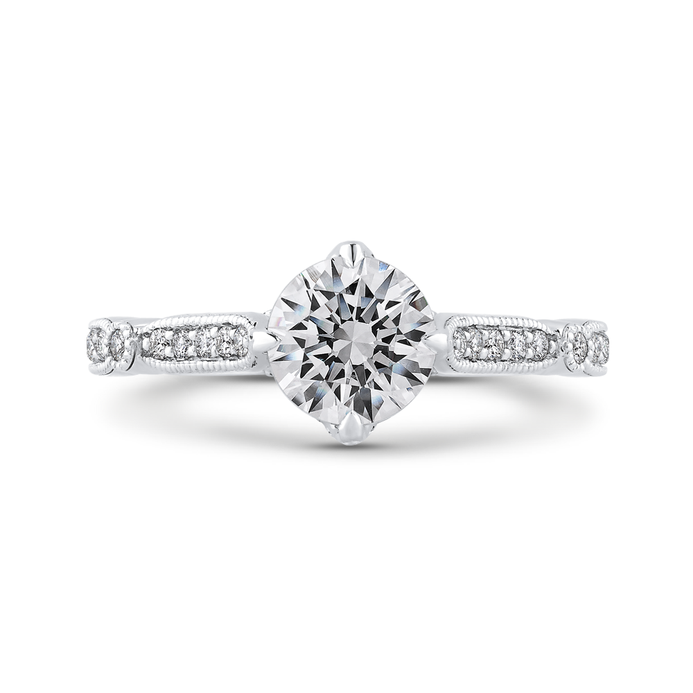 Round Diamond Engagement Ring in 14K White Gold (Semi-Mount)