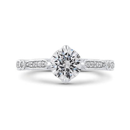 Round Diamond Engagement Ring in 14K White Gold (Semi-Mount)